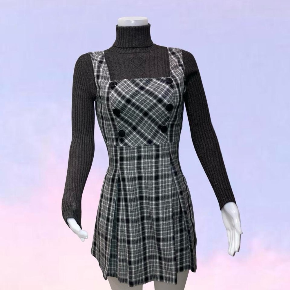 Vintage JOULE Plaid Pinafore Mini Dress